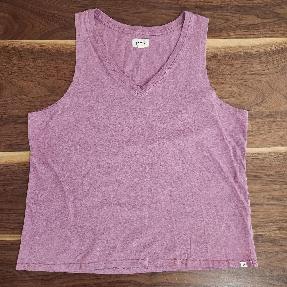 Pact Organic Cotton Womens XL Sleeveless Dusty Pink Tank Top Wide Strap V Neck